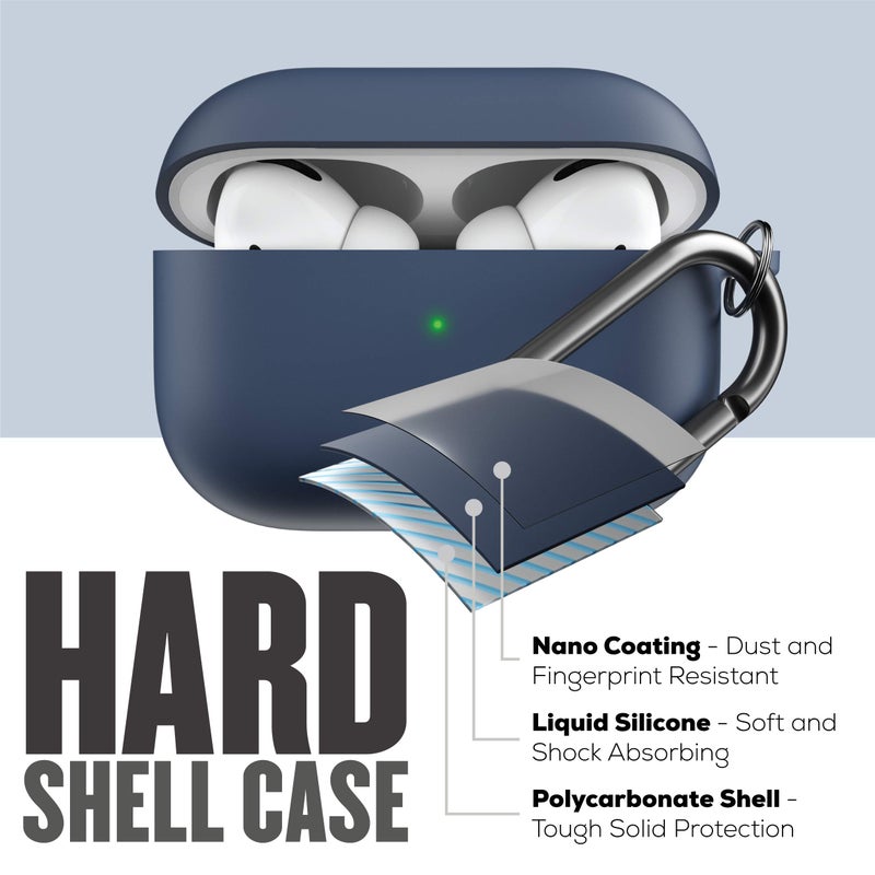 KeyBudz AirPods Pro Case with Keychain Hybrid Shell Series Compatible with AirPod Pro Case Cover (Midnight Blue) - Image 2